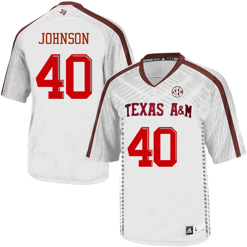 Men #40 Jarrett Johnson Texas A&M Aggies College Football Jerseys-White - Click Image to Close